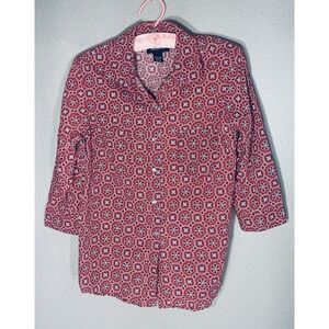 Xhilaration Paisley Pearl Snap Western 3/4 Sleeve Size Large 100% Cotton Blouse